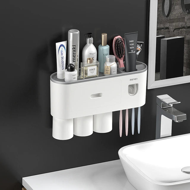 Wall Mounted Toothbrush Holder/ Toothpaste Dispenser